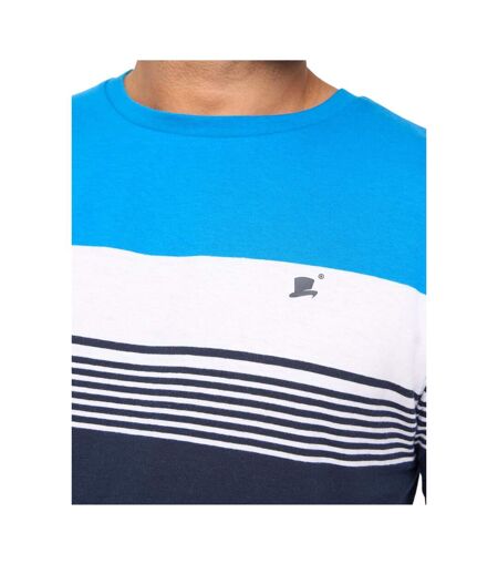 Mens Portmen Yarn Dyed Stripe Cotton T-shirt Blue Stripe Bewley & Ritch