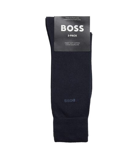 Lot De 2  Chaussettes Motif/style Uni Homme Bleu Marine Boss