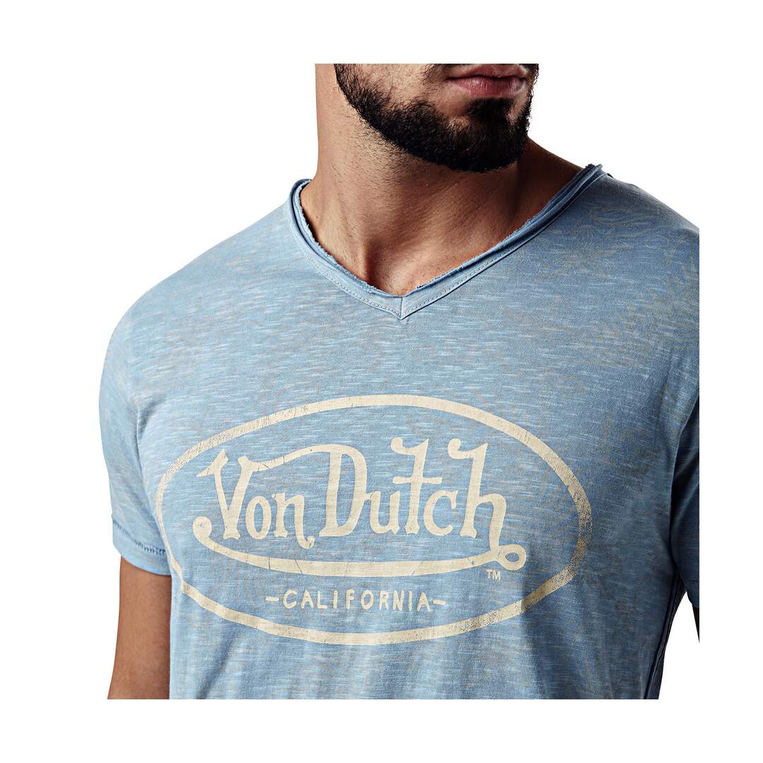 T-shirt homme col v avec traitement en coton Ron Vondutch-2