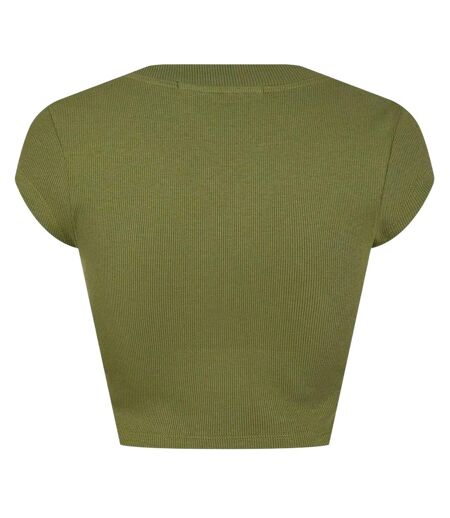 T-shirt Court Motif/style Monochrome Femme Vert Émeraude Calvin Klein