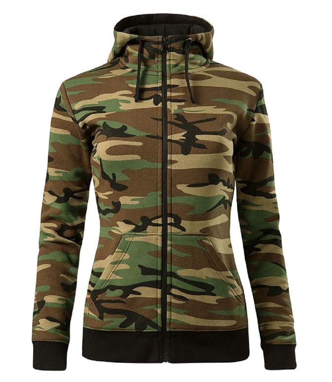 Sweat à capuche zip intégral - Femme - MFC20 - marron brun camo