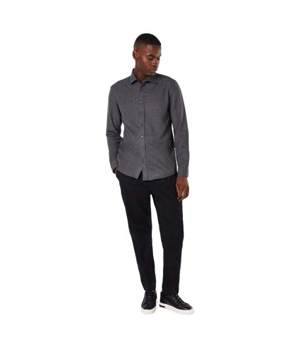 Mens brushed twill long-sleeved shirt charcoal Burton