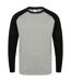 Skinnifit Mens Raglan Long Sleeve Baseball T-Shirt (Heather Grey / Black) - UTRW4742