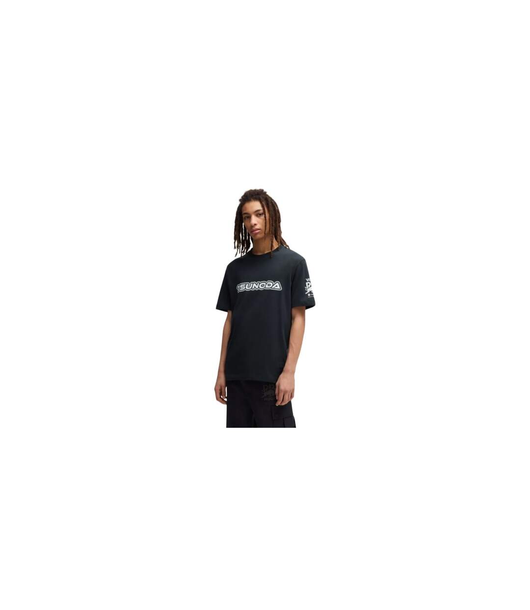 Mens Tsunoda Crew Neck Regular T-shirt Black Hugo-1