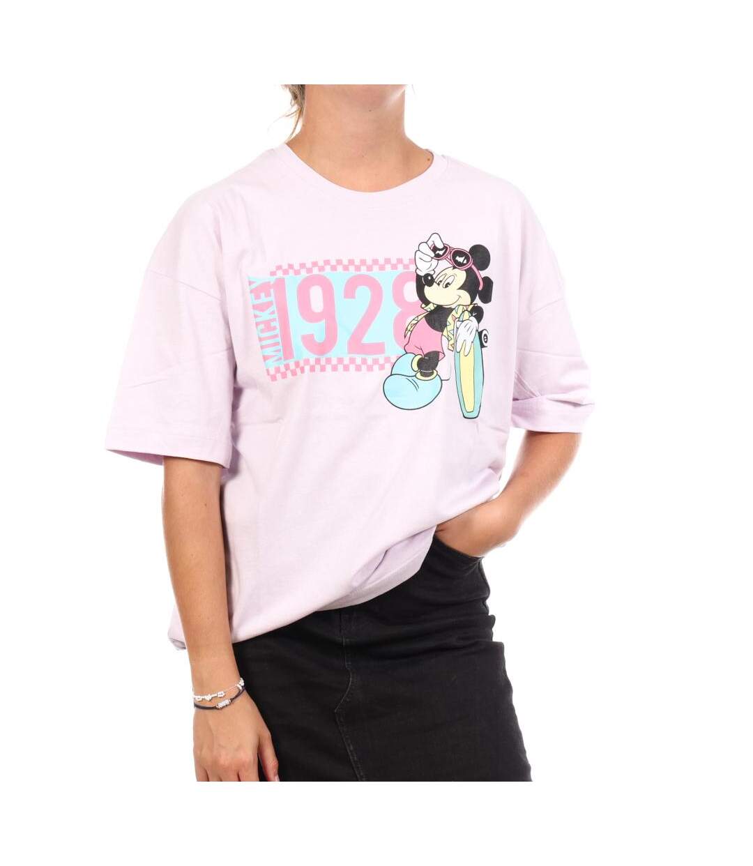 T-Shirt violet femme disneymickey skate oversized-1