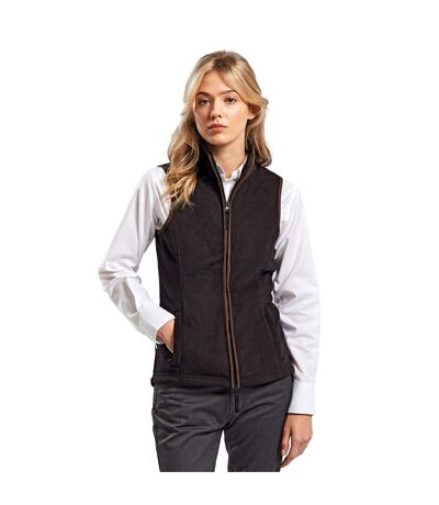 Womens/ladies Artisan Fleece Gilet Black Brown Premier