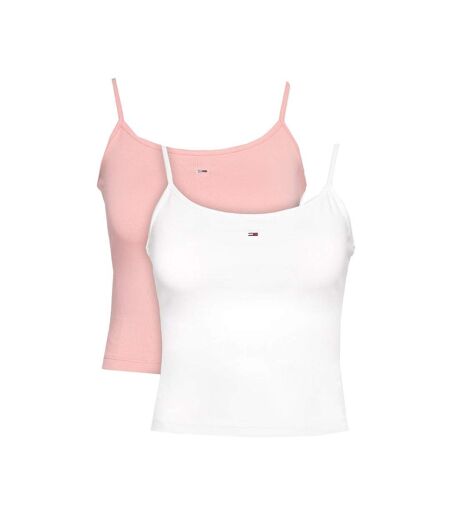 x 2 débardeurs blanc/rose femme tommy hilfiger essential - l