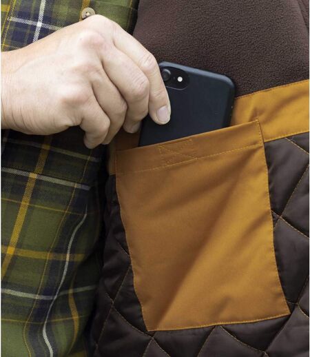 Men's Ochre Water-Repellent Multi-Pocket Parka Coat - Detachable Hood 
