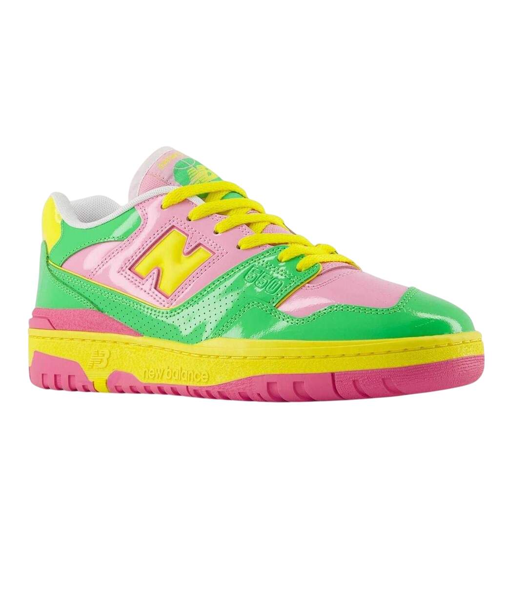 Womens/ladies 550 Neon Leather Trainers Green Pink Yellow New Balance-4