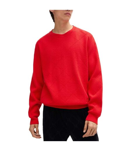 Mens Symond Square Knitted Sweatshirt Pink Hugo