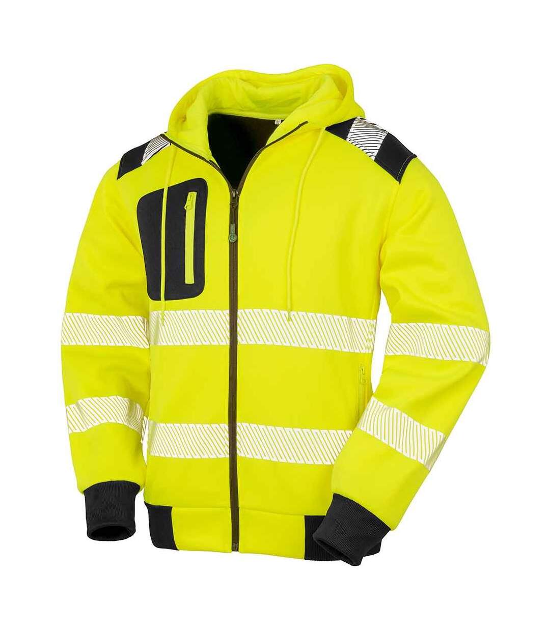 Unisex adult robust safety full zip hoodie fluorescent yellow Result Genuine Recycled-1