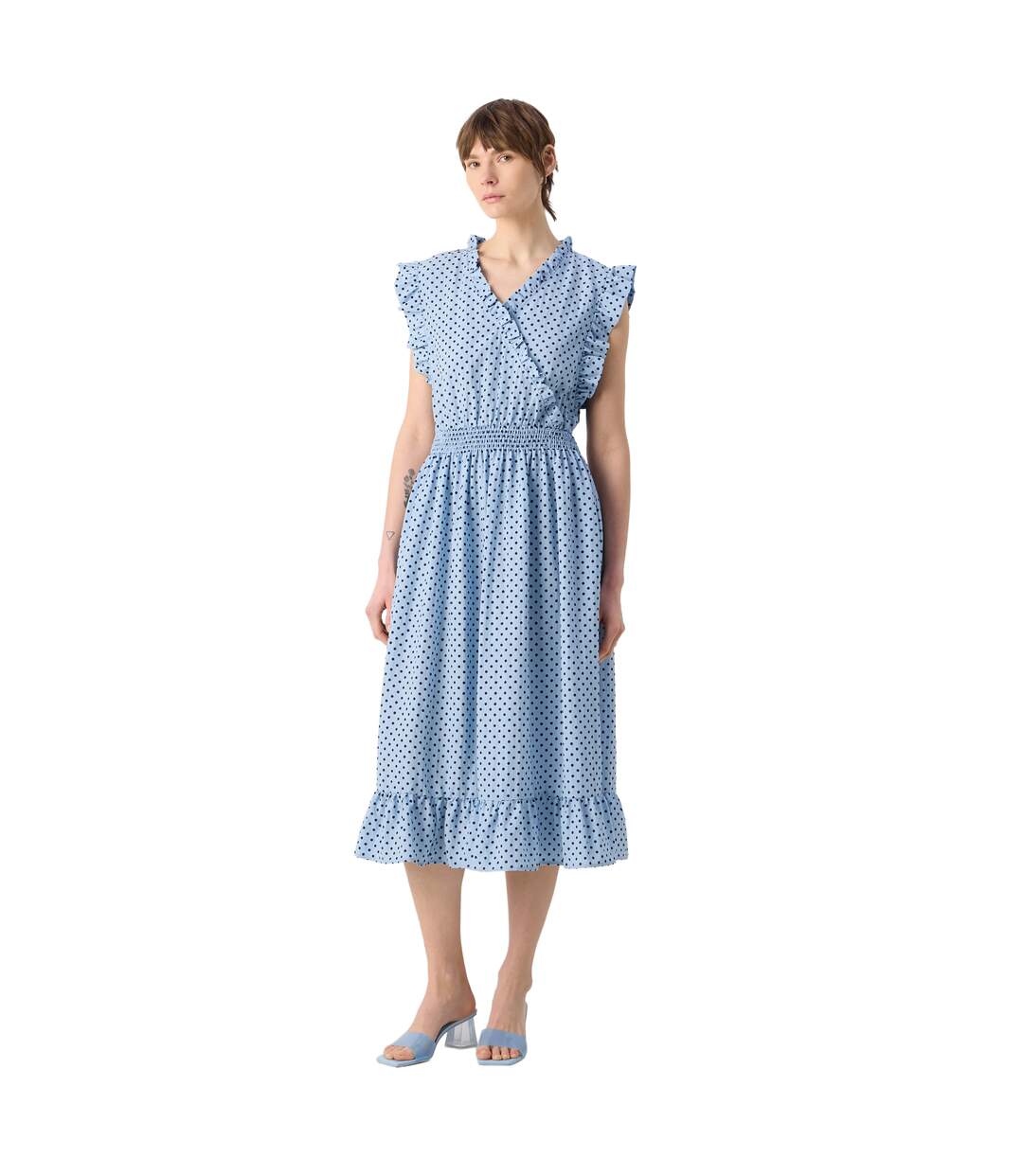 Robe Mi-longue Motif/style À Pois Femme Bleu Lollys Laundry-3