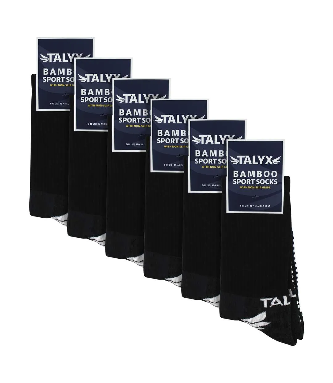 6 Pack Mens Bamboo Crew Grip Socks | Reinforced Heel & Toe Soft Non Slip Socks-2