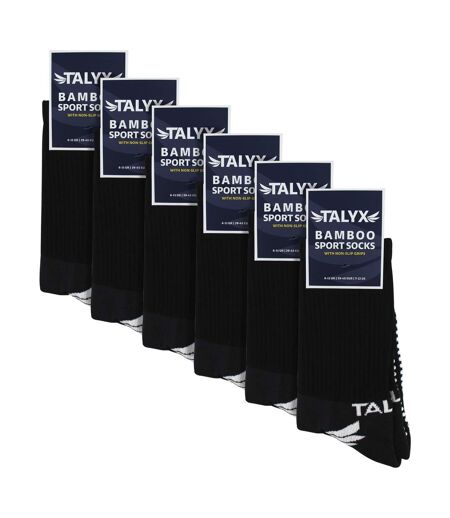 6 Pack Mens Bamboo Crew Grip Socks | Reinforced Heel & Toe Soft Non Slip Socks