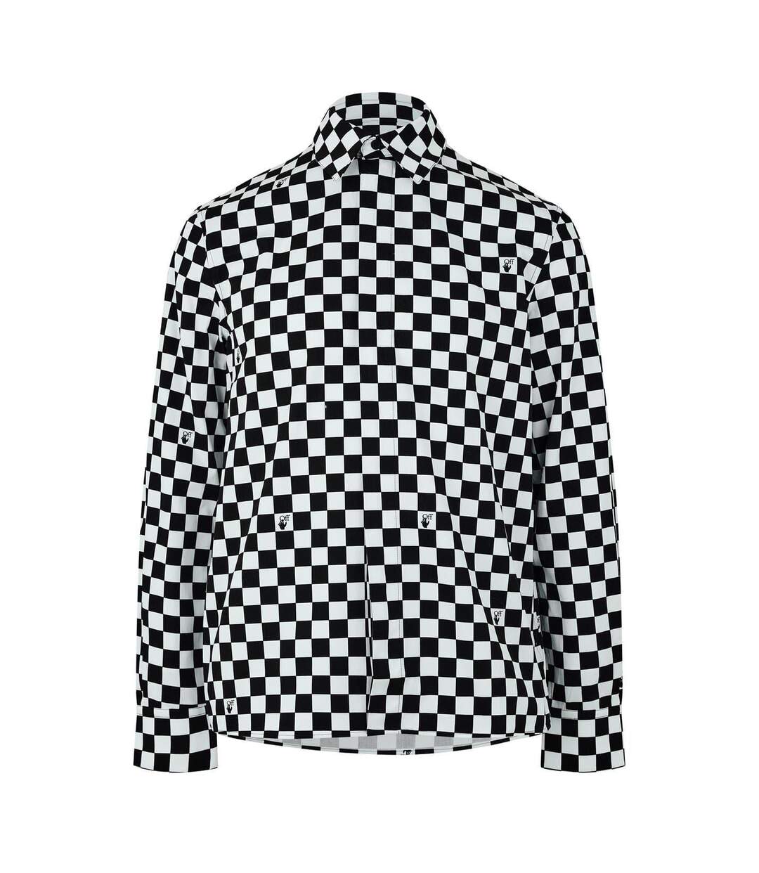 Mens Checked Shirt Black White Off White-1
