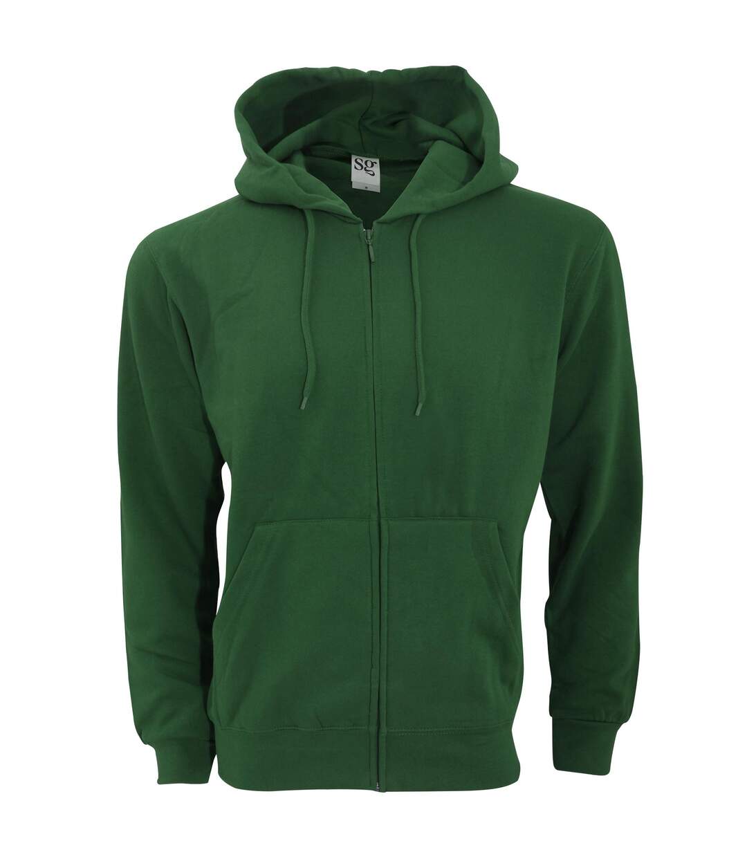 Sweatshirt Uni À Capuche Et Fermeture Zippée Homme Vert Bouteille SG-2
