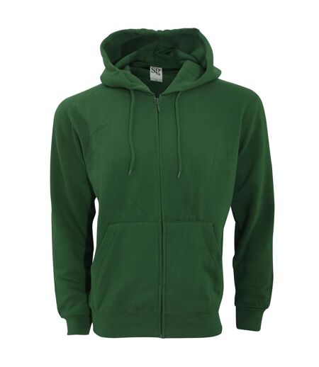 Sweatshirt Uni À Capuche Et Fermeture Zippée Homme Vert Bouteille SG