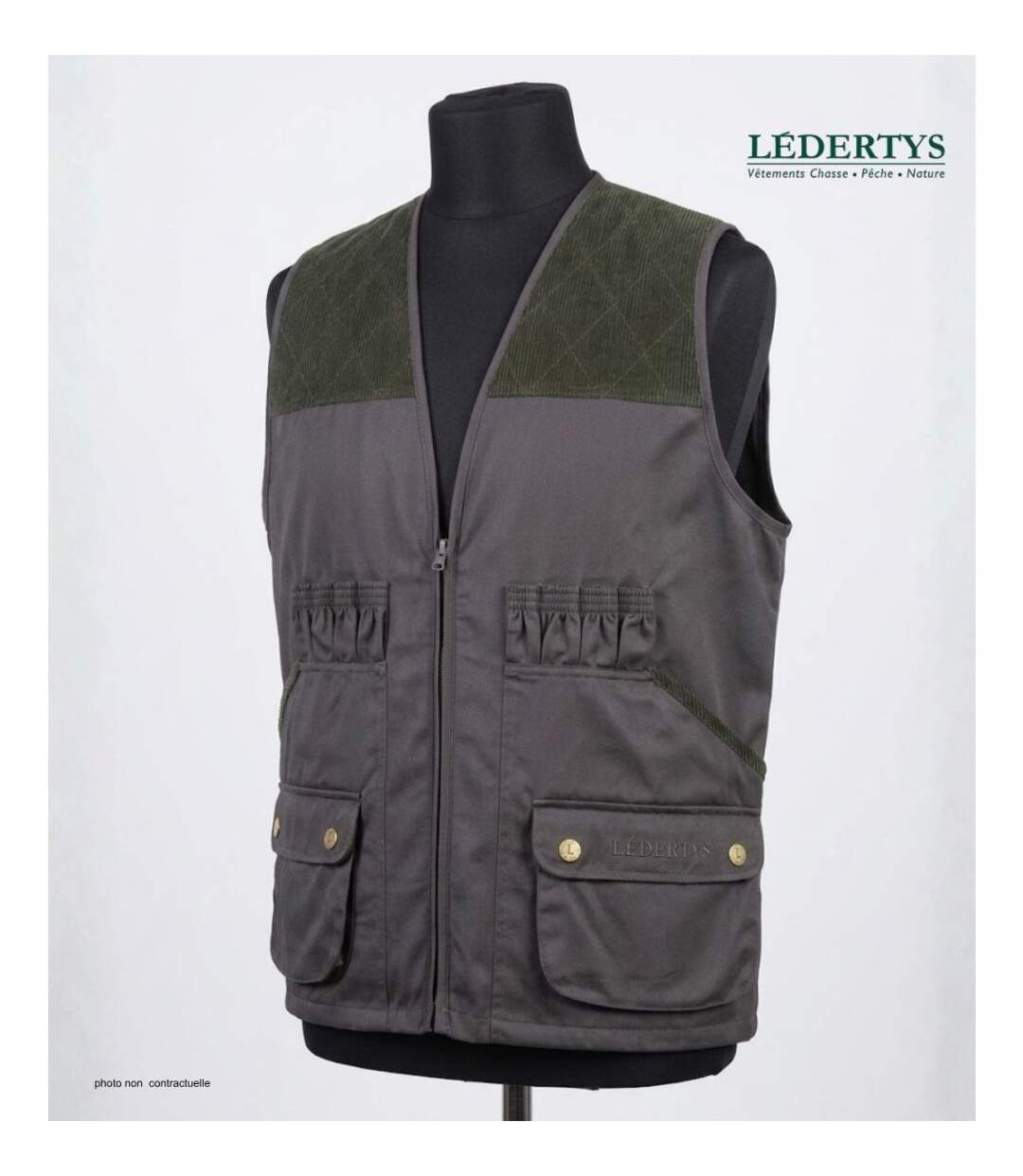 Gilet de Chasse LEDERTYS Classic LY0200 – Déperlant, Carnier PVC et Liberté de Mouvement-3
