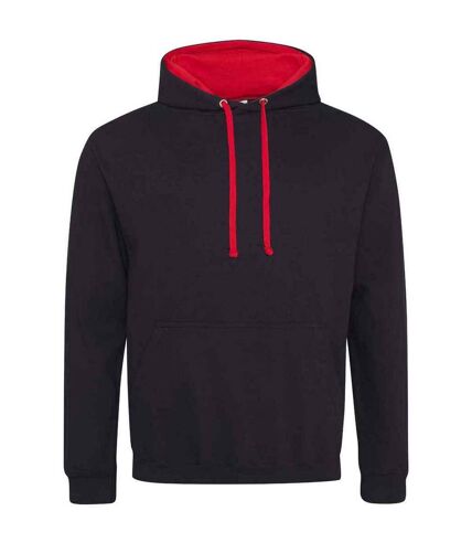 Sweat à capuche varsity femme noir vif / rouge feu Awdis