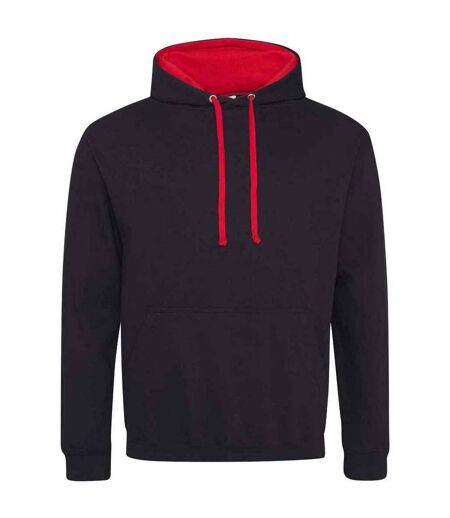 Sweat à capuche varsity femme noir vif / rouge feu Awdis