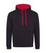 Womens/ladies varsity hoodie jet black/fire red Awdis