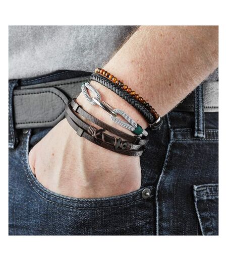Bracelet noir geographical norway ancre - taille unique