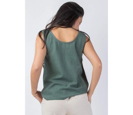 Top femme sans manches SABINE uni kaki Coton Du Monde