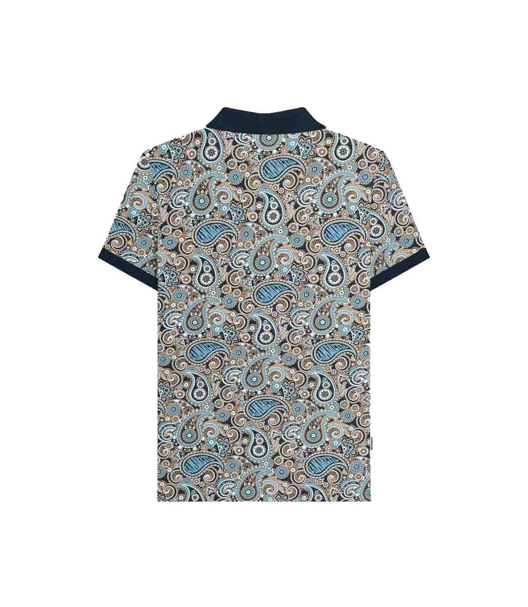 Polo Motif/style Cachemire Homme Bleu Marine Bleu Clair Lambretta-3
