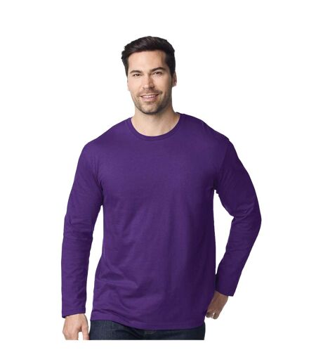 T-shirt Uni Manches Longues En Coton Softstyle Adulte Bleu Roi Sombre Gildan