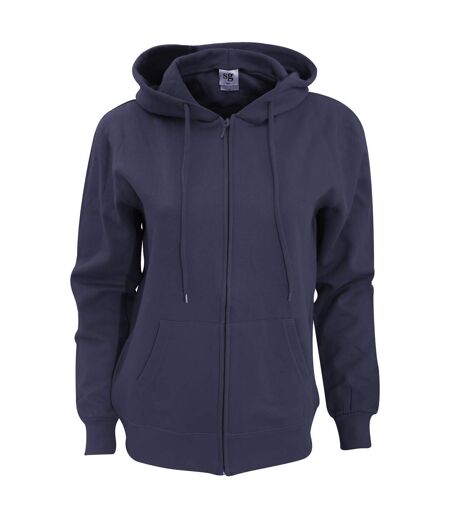 Sweatshirt Uni À Capuche Et Fermeture Zippée Femme Bleu Marine SG