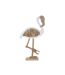 Statue Flamant Rose en Bois Tanoak 56cm Naturel & Blanc-1
