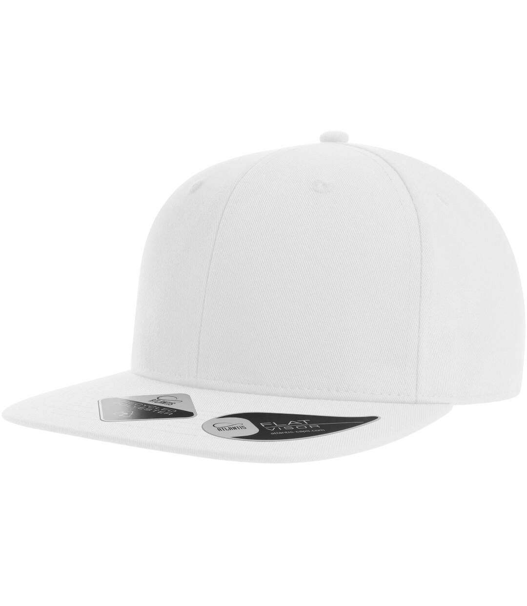 Unisex adult james 6 panel recycled polyester snapback cap white Atlantis-4