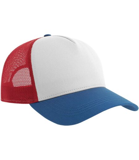 Rapper 5 Panel Cotton Sustainable Trucker Cap White Red Royal Blue Atlantis