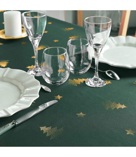 Nappe Imprimé Sapin 150x300cm Vert & Or