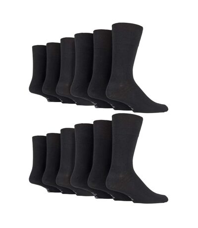 12 Pairs Mens Gentle Grip Loose Top Socks | Extra Wide Non Elastic Socks