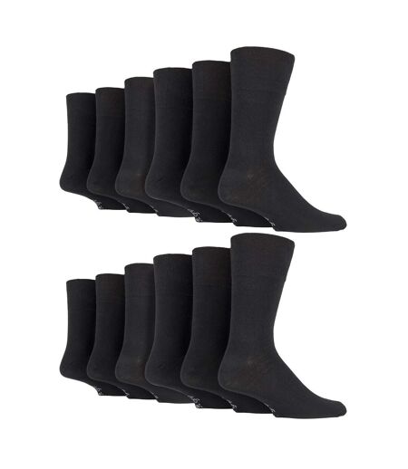 12 Pairs Mens Gentle Grip Loose Top Socks | Extra Wide Non Elastic Socks