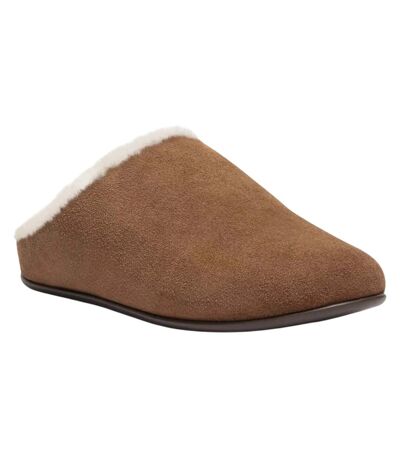 Womens/ladies chrissie suede shearling slippers tan FitFlop