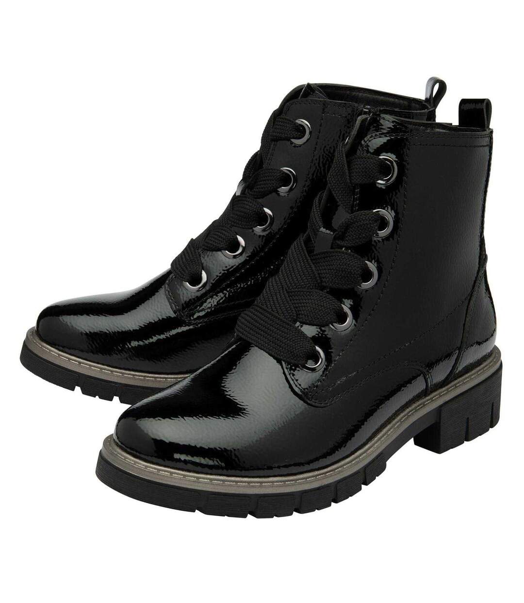 Bottines De Combat Jojo Femme Noir Verni Lotus Shoes-2