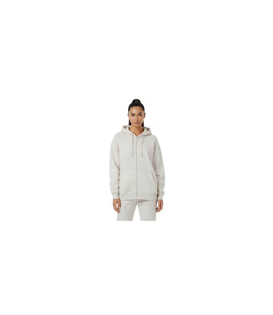 Veste À Capuche Femme Blanc Cassé Chiné USA-1