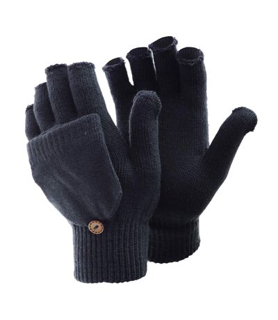 FLOSO Ladies/Womens Winter Capped Fingerless Magic Gloves (Navy)