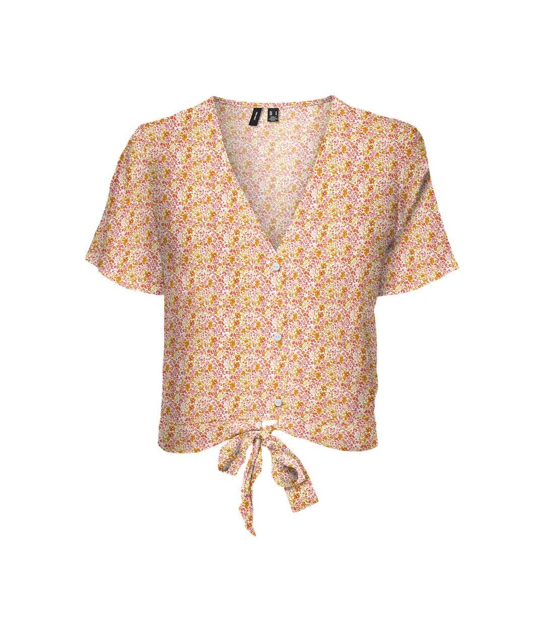 Top imprimé rose/jaune femme vero moda measy - s-1