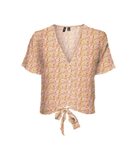 Top imprimé rose/jaune femme vero moda measy - s