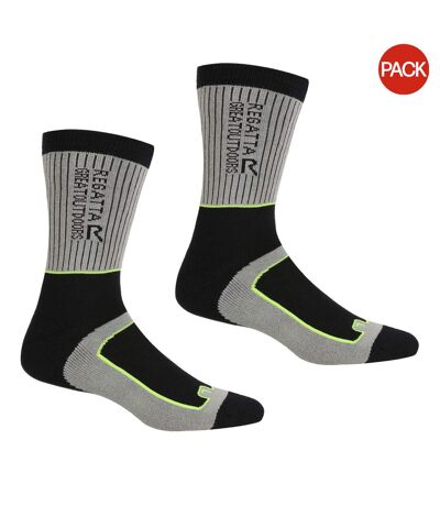 Pack of 2  Mens samaris 2 season socks  dark steel/electric lime Regatta