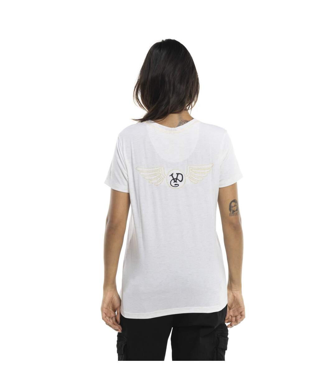 Tee shirt femme avec poche et badge Strass Vondutch-3