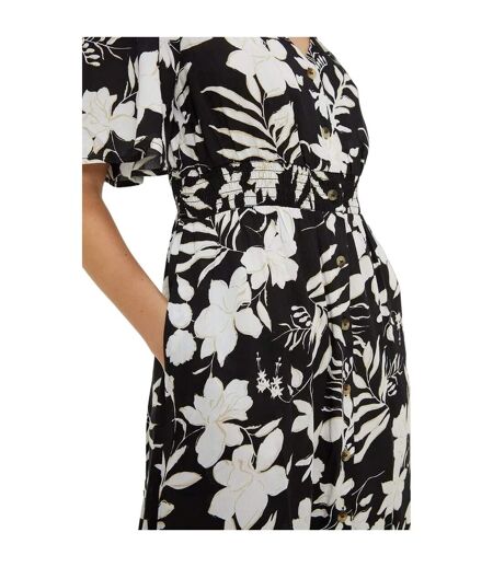 Dorothy Perkins Womens/Ladies Floral Shirred Waist Midi Dress (Monochrome) - UTDP3913