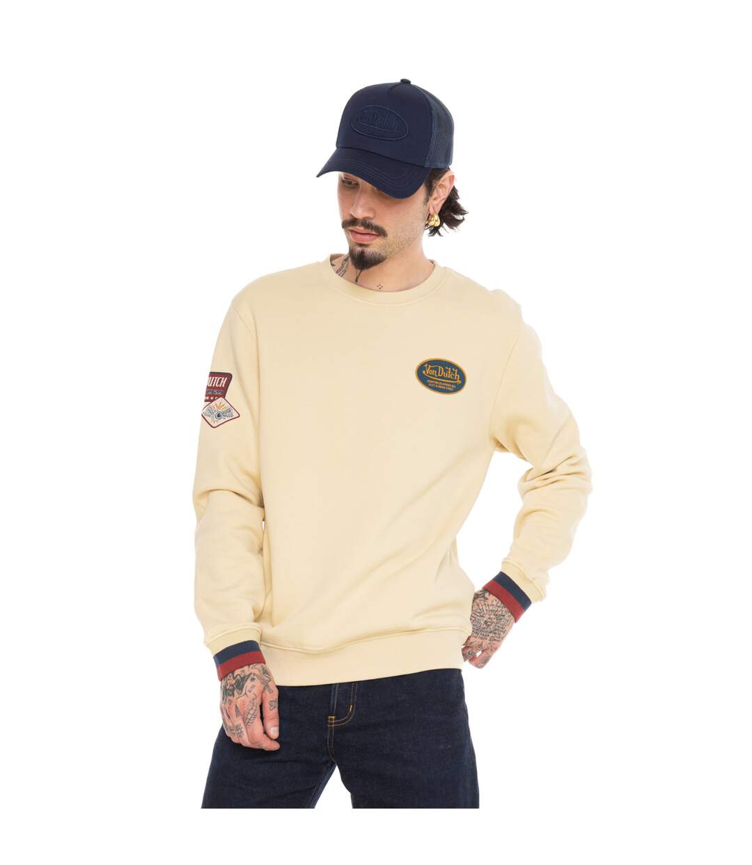 Sweat col rond en molleton avec écusson Lewis Vondutch-1