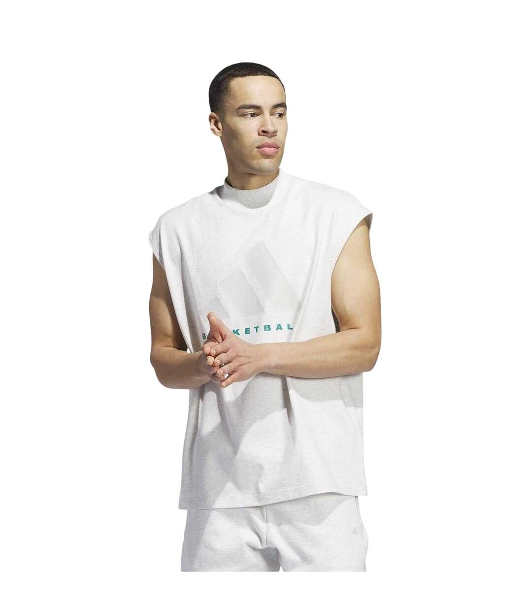 Unisex Adult Adi Cotton Basketball Tank Top Grey Adidas-4