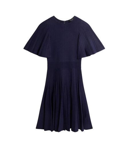 Robe Patineuse Manches Volantées Femme Bleu Marine Ted Baker