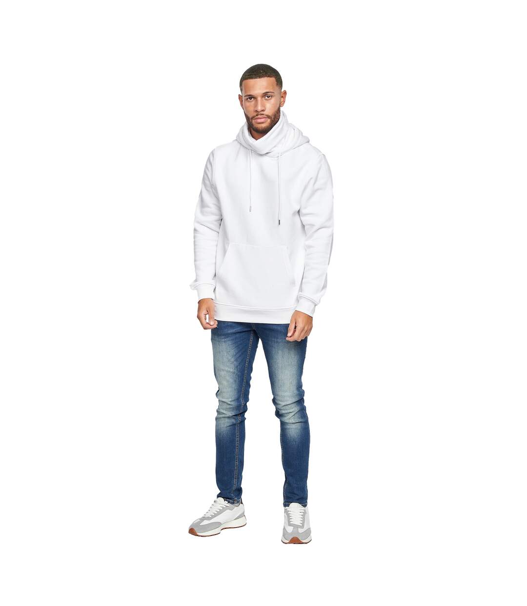Mens Venmark Snood Collar Hoodie White Juice-4