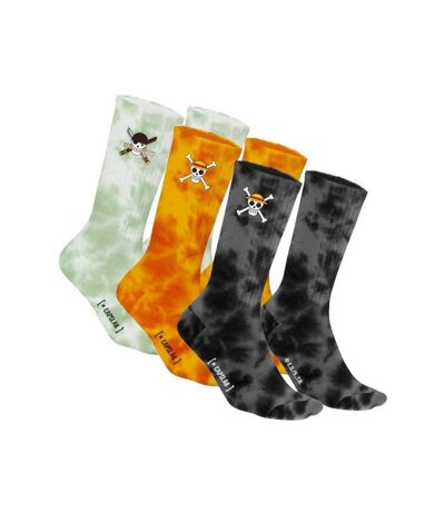 ONE PIECE Pack 3 Paires de Chaussettes Homme Coton TYE Orange Noir Blanc CAPSLAB